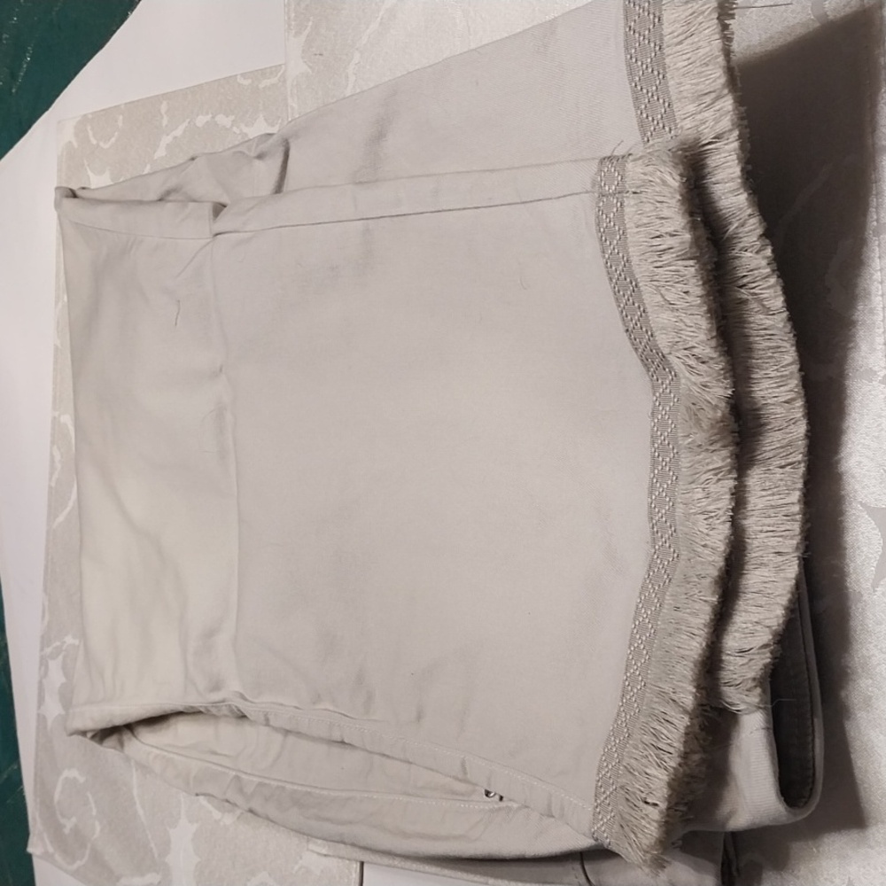 Belle By Kim Gravel NWT TripleLuxe Twill Mariner Fringe Crop Pants 28W Sandbar - Picture 13 of 13